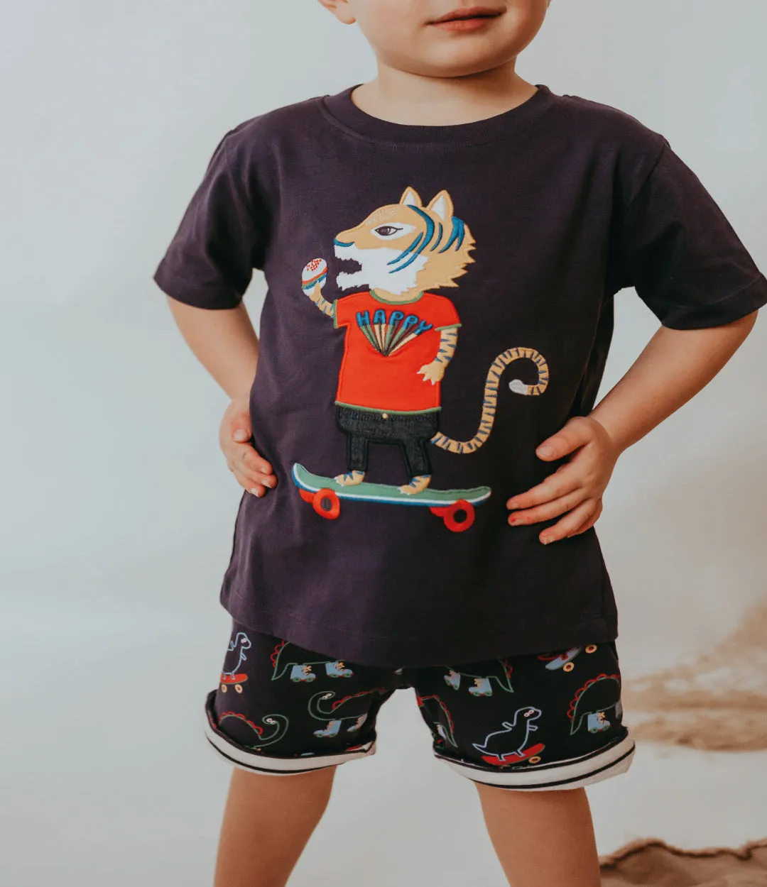 Navy Tiger Applique T-Shirt