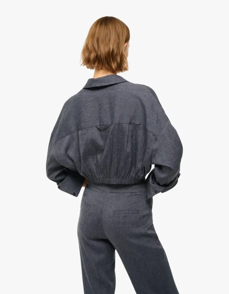 Staud Lisa Linen Top in Chambray