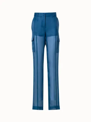 Straight Semi-Sheer Silk Cargo Pants