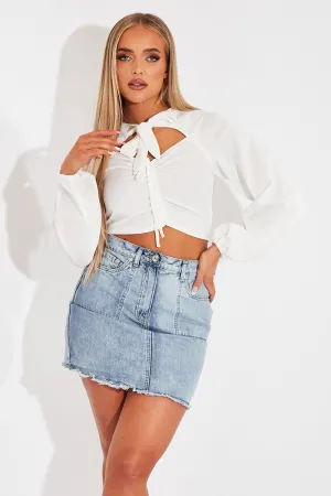 White Tie Bow Crop Top - Izzie